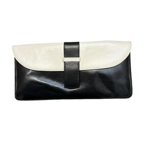 Hobo black and white leather clutch bag
